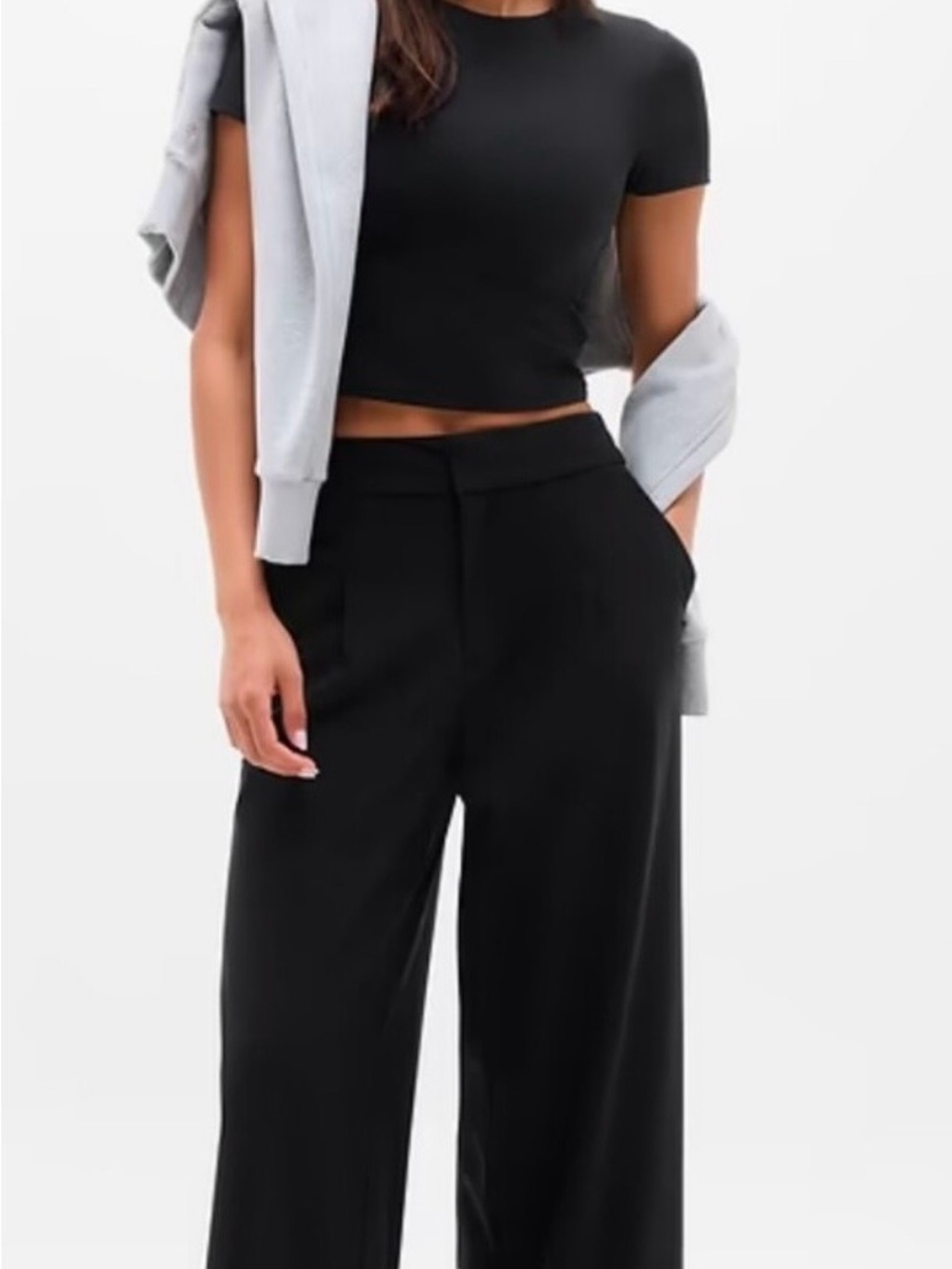 Athleta Black Wide-Leg High-Rise Trousers